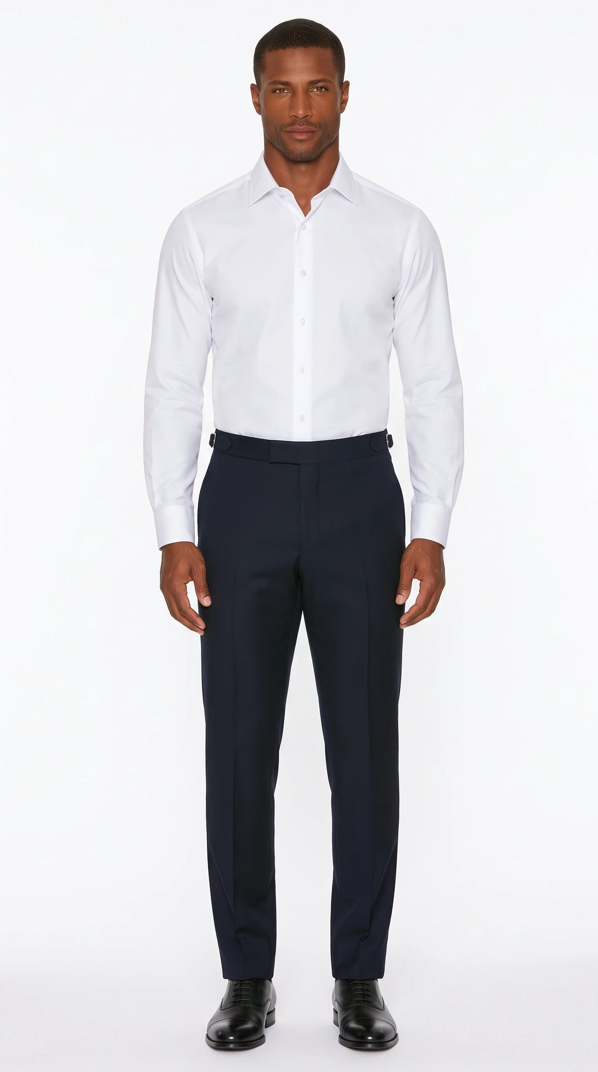 Men's navy wool side-adjuster trousers – The Noir Bourton by Christopher Noir