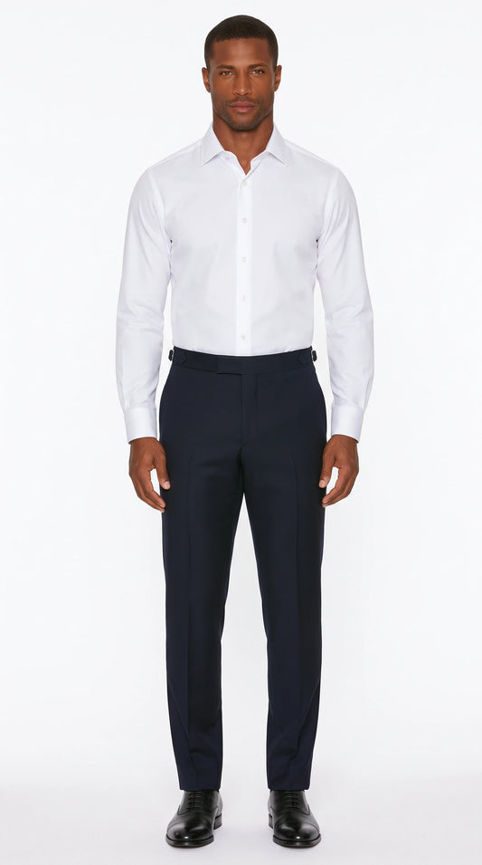 Men's navy wool side-adjuster trousers – The Noir Bourton by Christopher Noir