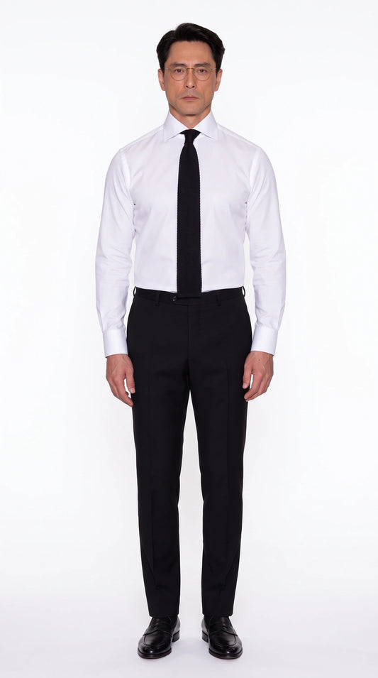 The Noir Conduit white cutaway collar shirt by Christopher Noir