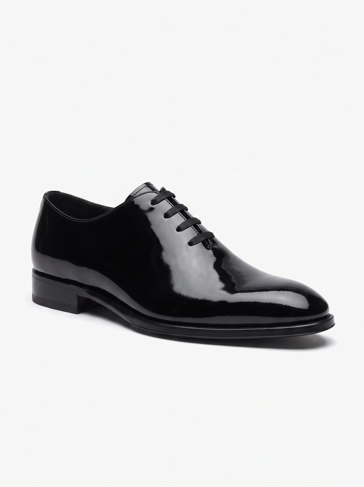 Men's black patent leather wholecut Oxford – The Noir Connaught by Christopher Noir