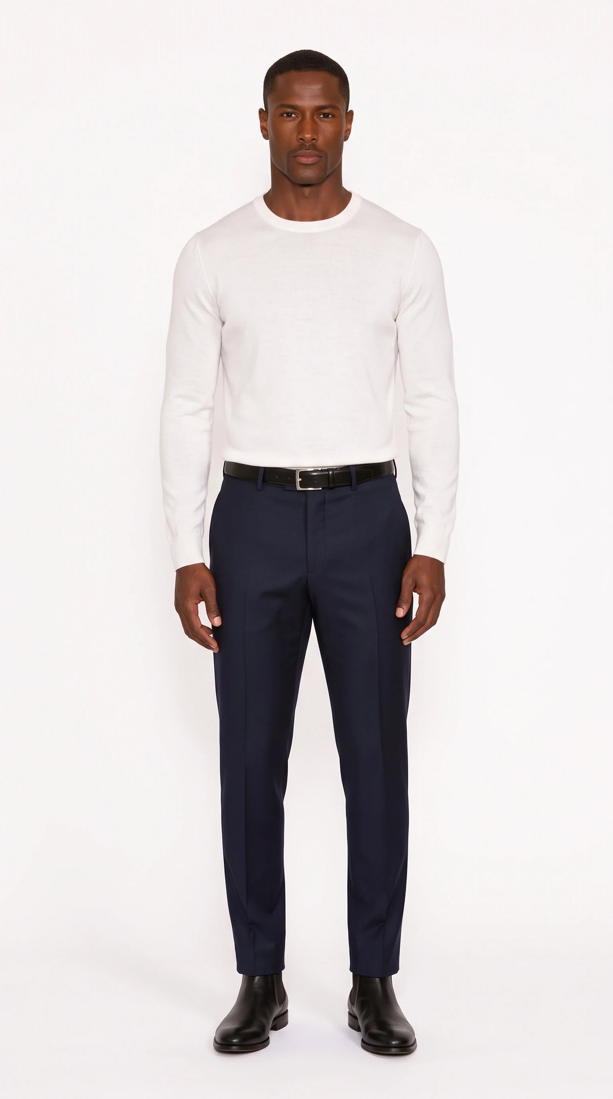 The Noir Northleach navy wool tapered trousers by Christopher Noir