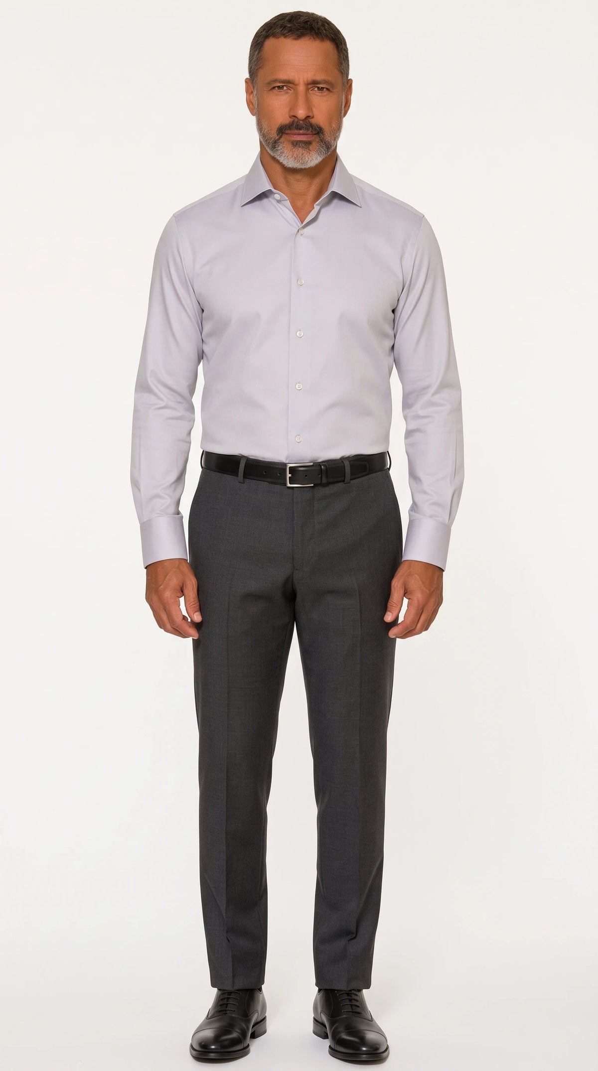 The Noir Dover pale grey Giza cotton twill shirt by Christopher Noir