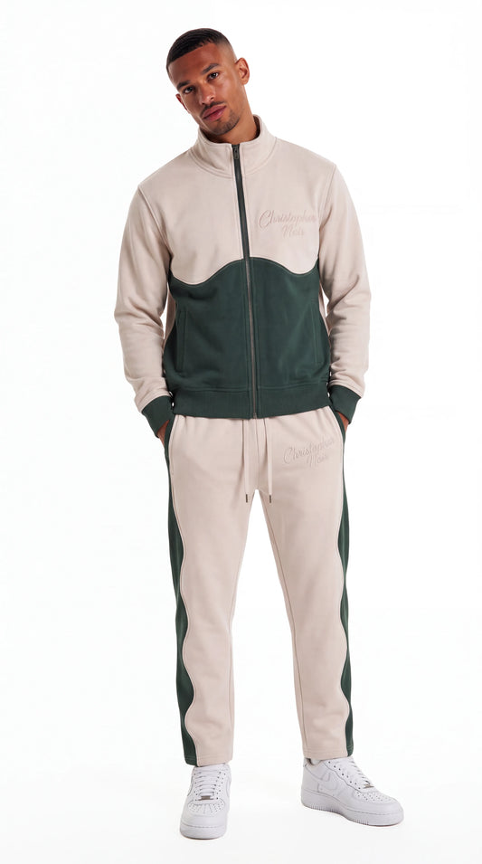 The Noir Wave Tracksuit — Ecru & Forest