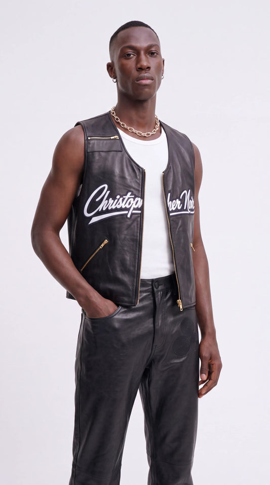 Noir Utility Vest — Black Leather Utility Vest — view 2