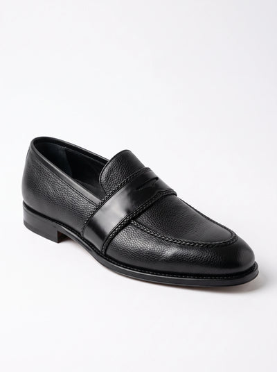 The Noir Buttermere black pebbled leather braided loafer by Christopher Noir