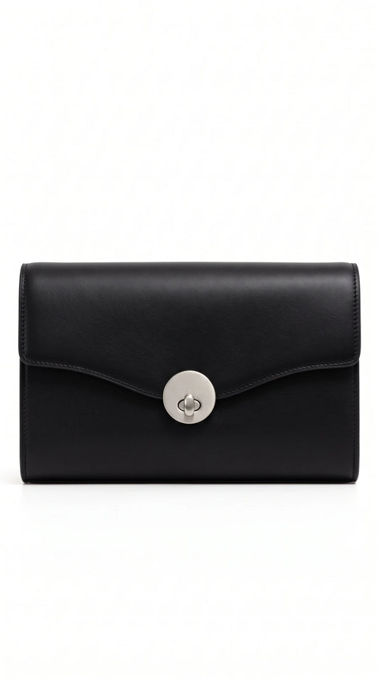 The Noir Seahouses black structured clutch by Christopher Noir