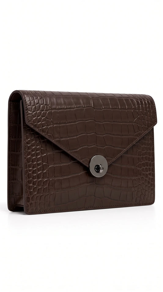 The Noir Allendale espresso clutch by Christopher Noir