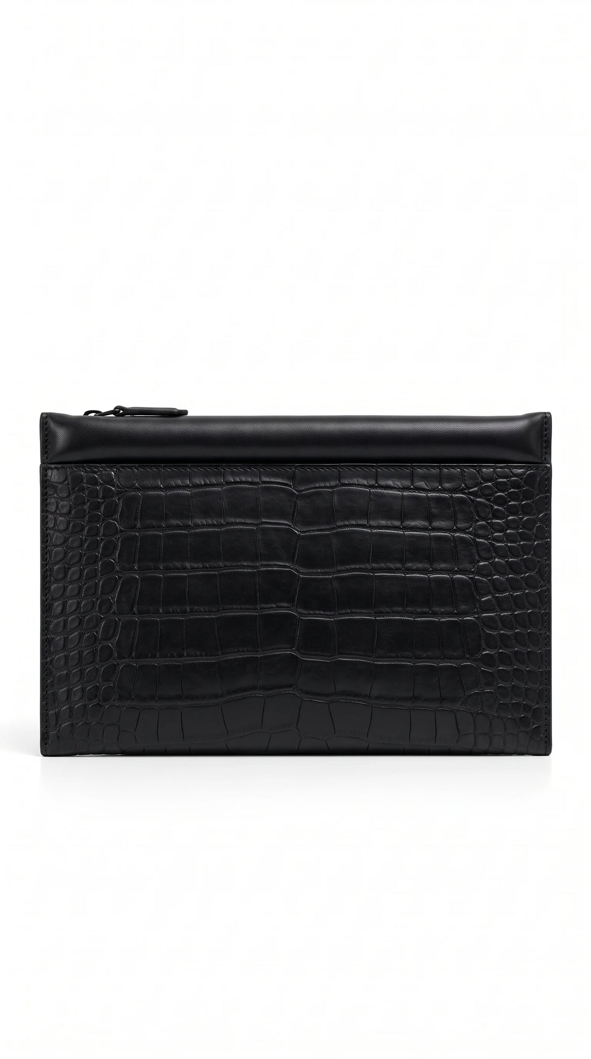 Black alligator-embossed leather pouch – The Noir Kielder by Christopher Noir