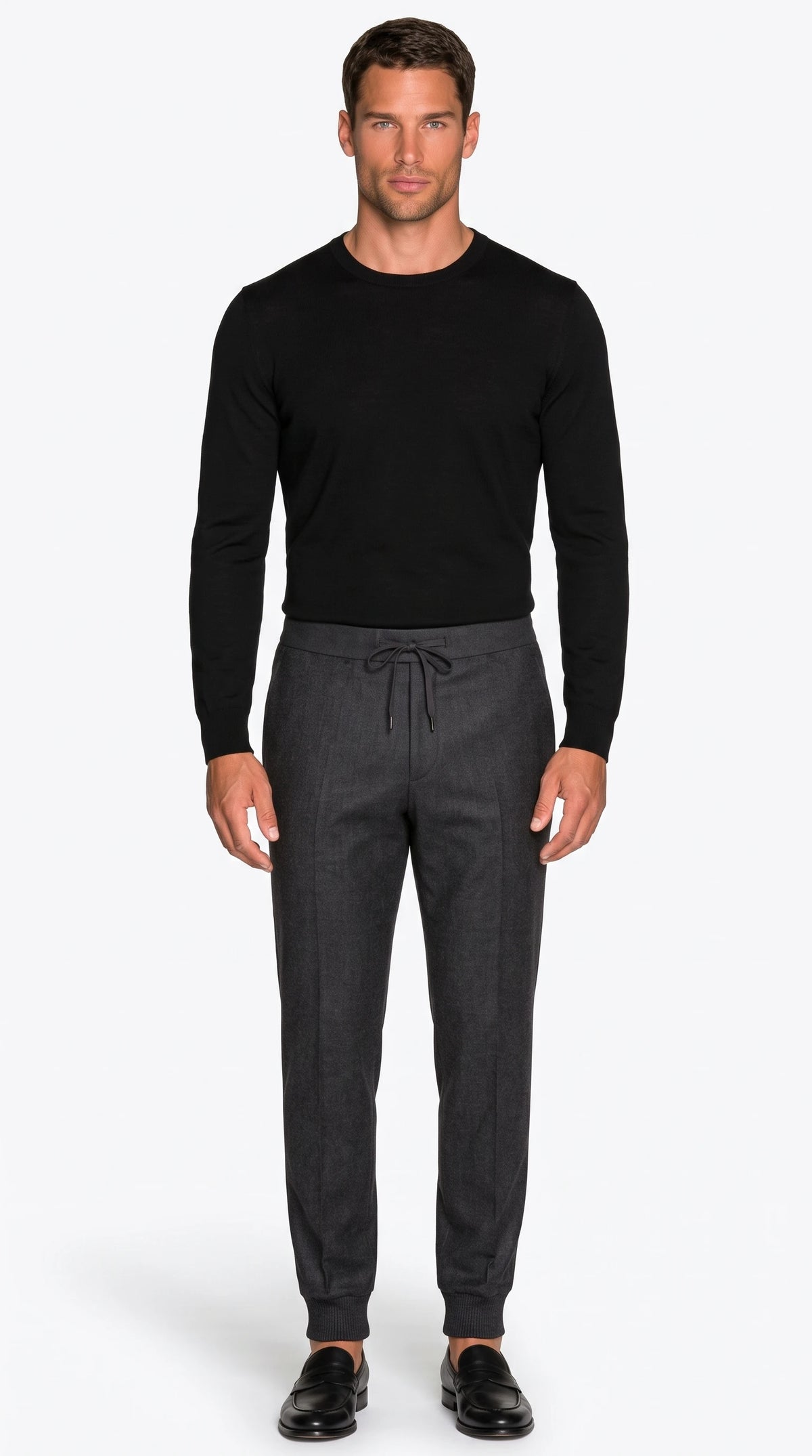 The Noir Whitstable charcoal wool jogger by Christopher Noir