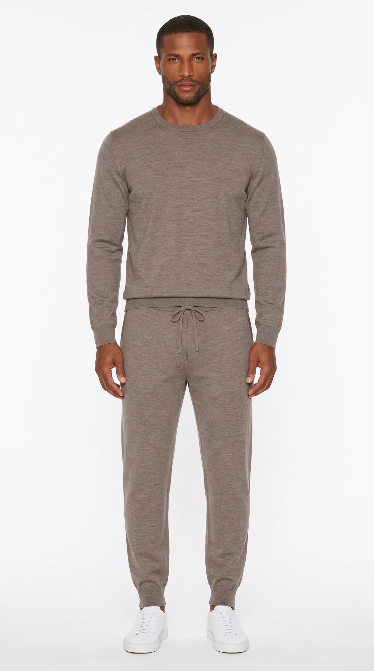 The Noir Salcombe taupe merino wool jogger by Christopher Noir
