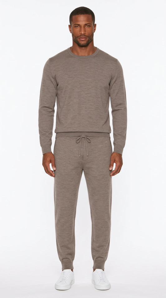 The Noir Salcombe taupe merino wool jogger by Christopher Noir