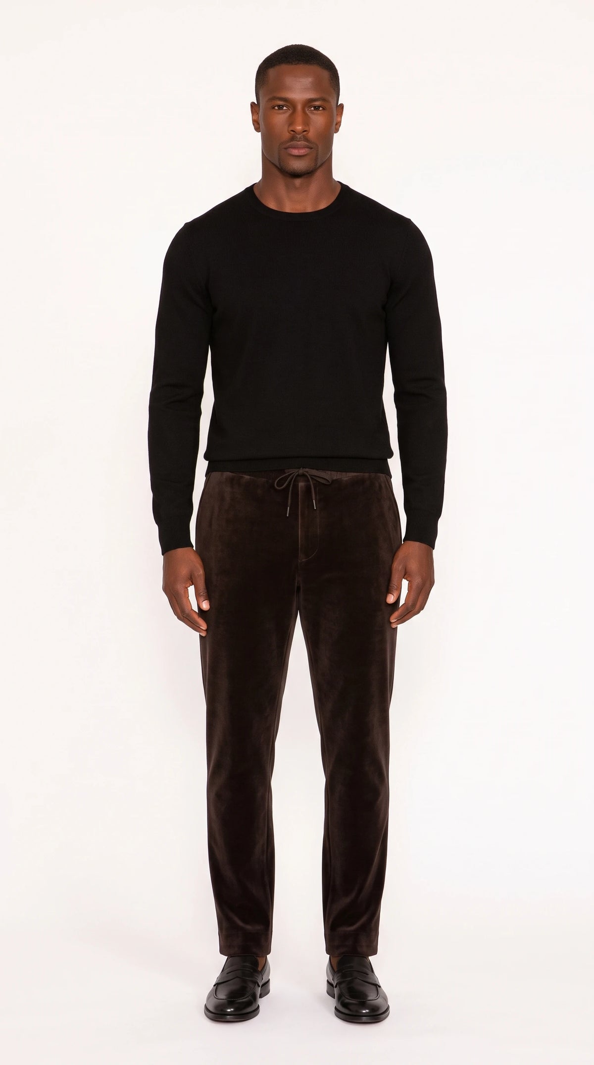 The Noir Blakeney espresso velour jogger by Christopher Noir