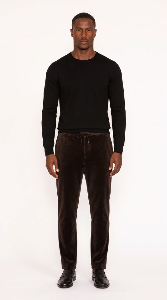 The Noir Blakeney espresso velour jogger by Christopher Noir