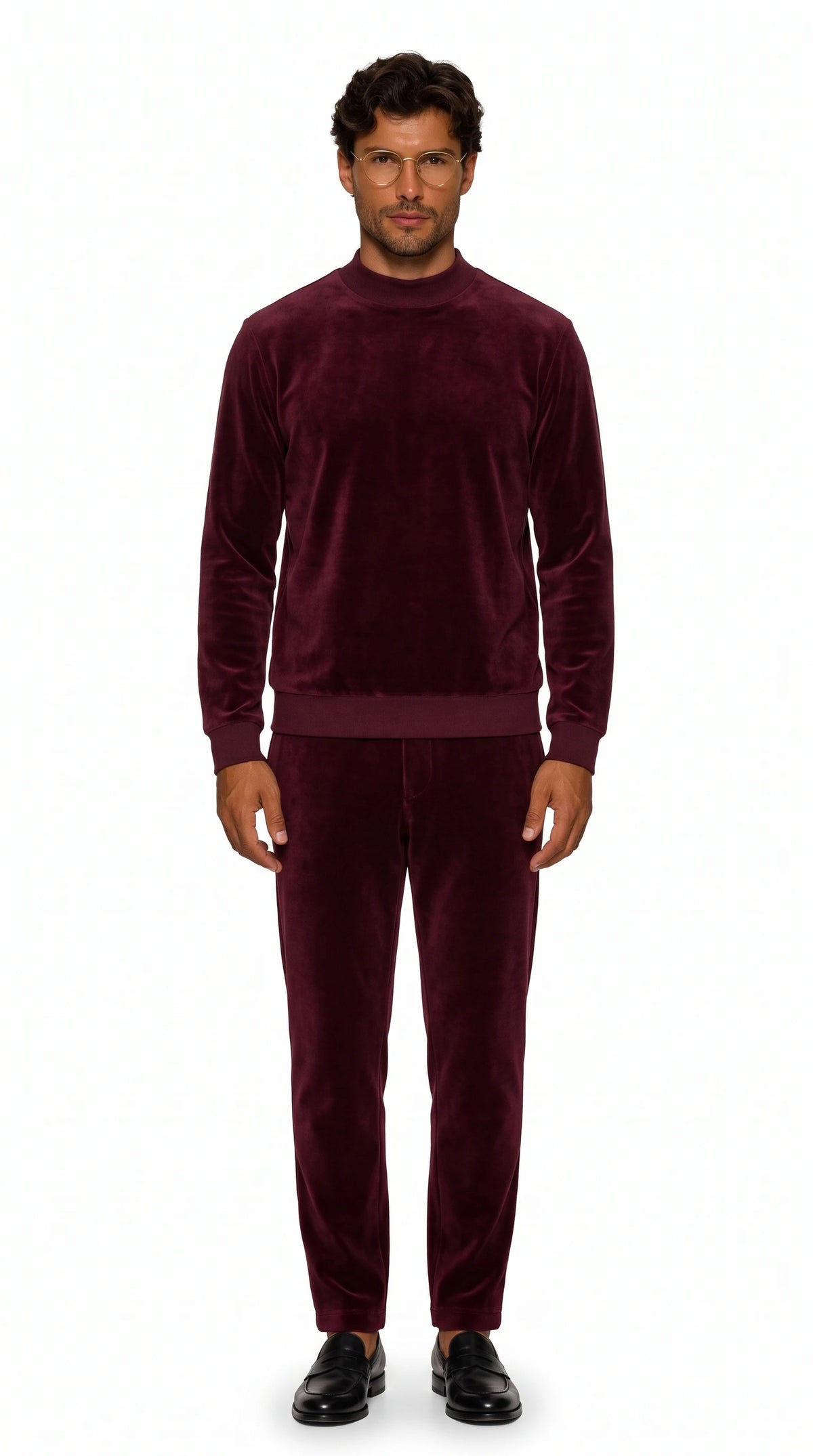 The Noir Staithes burgundy velour sweatshirt by Christopher Noir