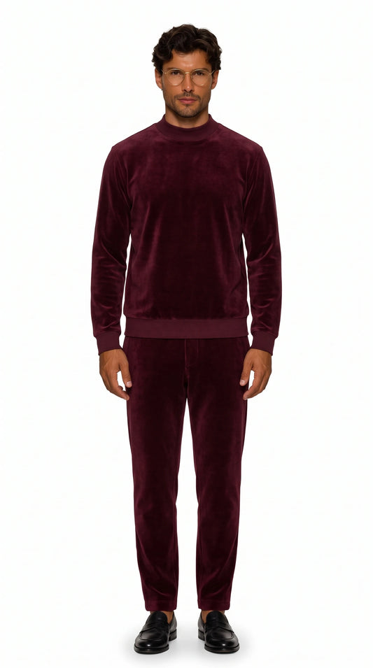 The Noir Staithes burgundy velour sweatshirt by Christopher Noir