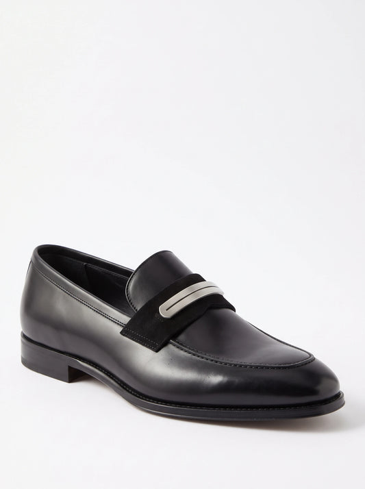 Men's black calf and suede loafer – The Noir Carlyle by Christopher Noir