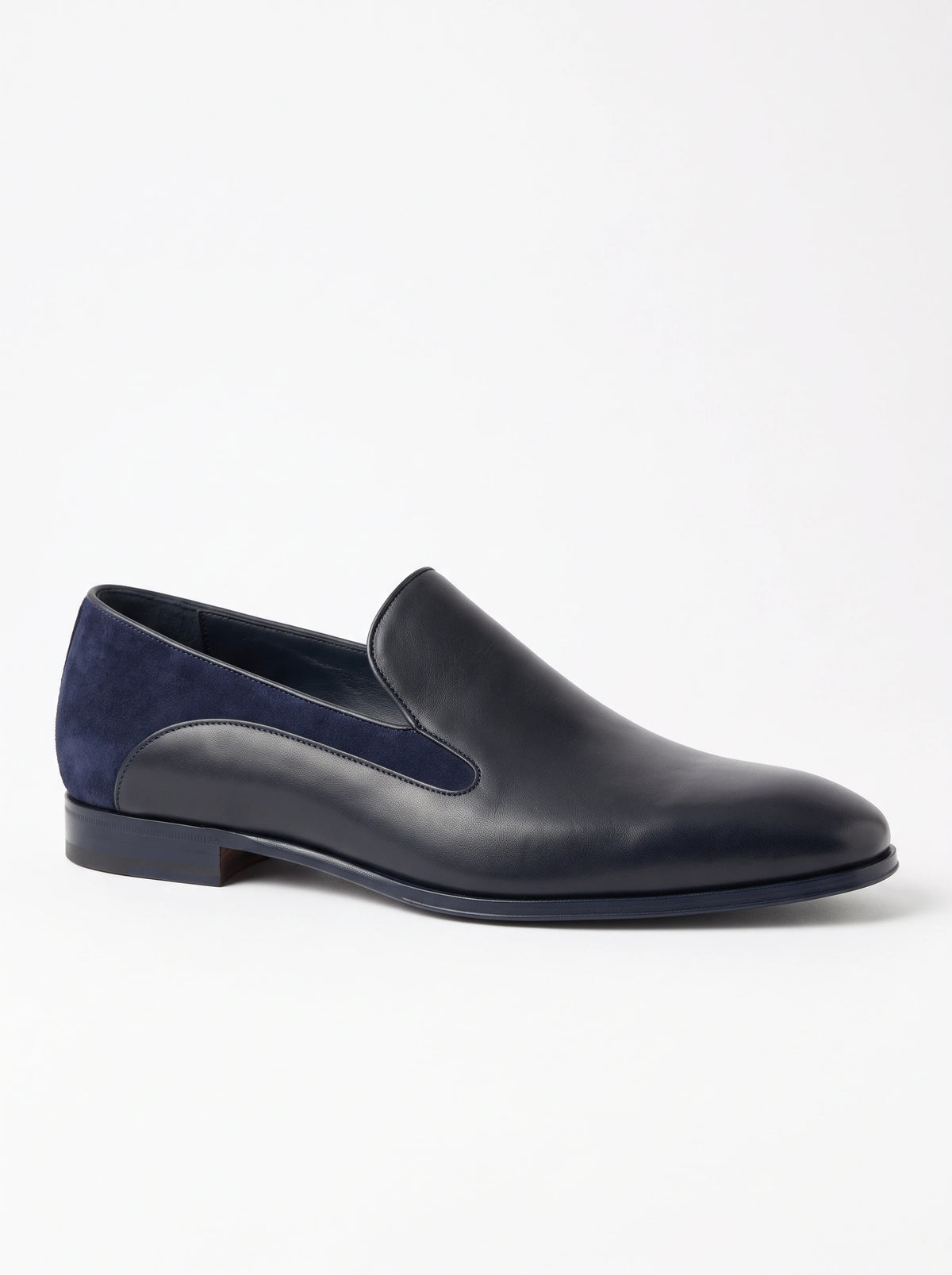 Men's navy calf and suede loafer – The Noir Highbury by Christopher Noir