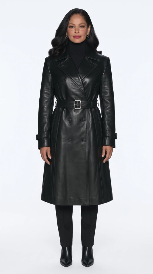 The Noir Cliveden black leather trench coat by Christopher Noir