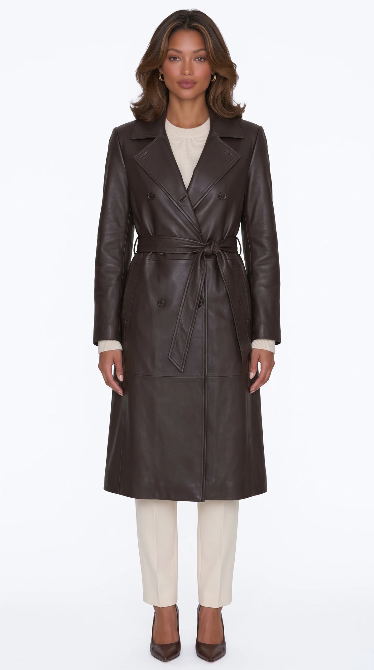 The Noir Chatsworth espresso leather trench coat by Christopher Noir