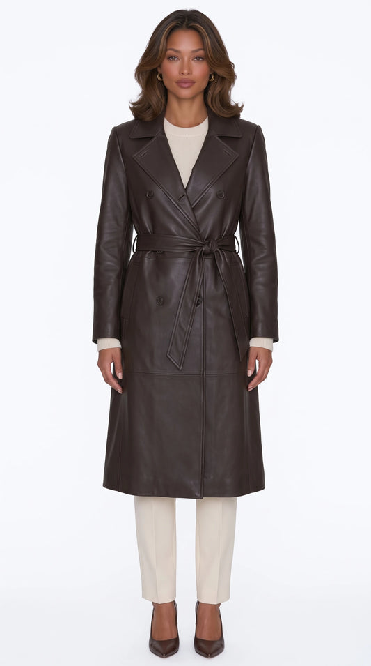 The Noir Chatsworth espresso leather trench coat by Christopher Noir