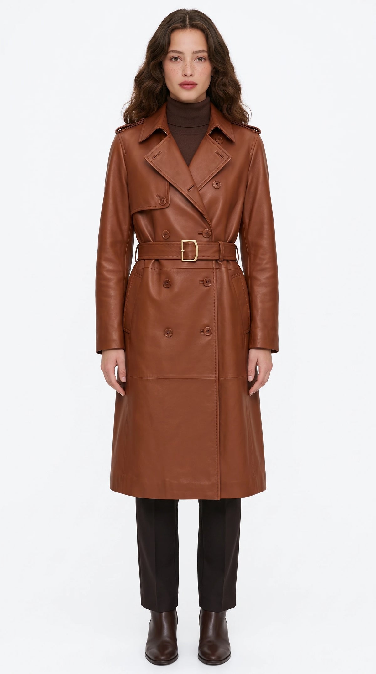 The Noir Blenheim cognac leather trench coat by Christopher Noir