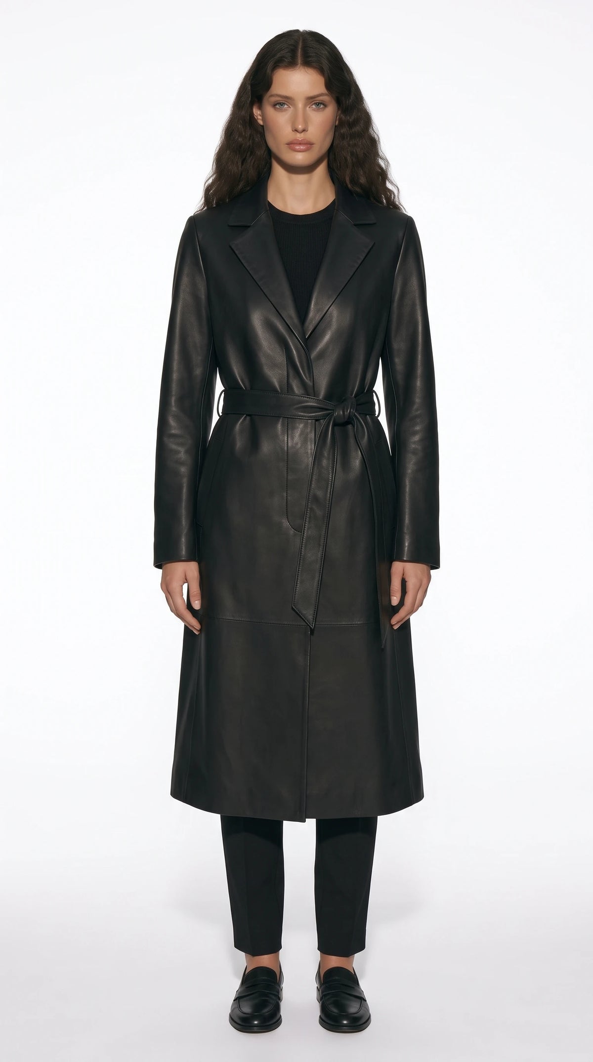 The Noir Hatfield black leather trench coat by Christopher Noir