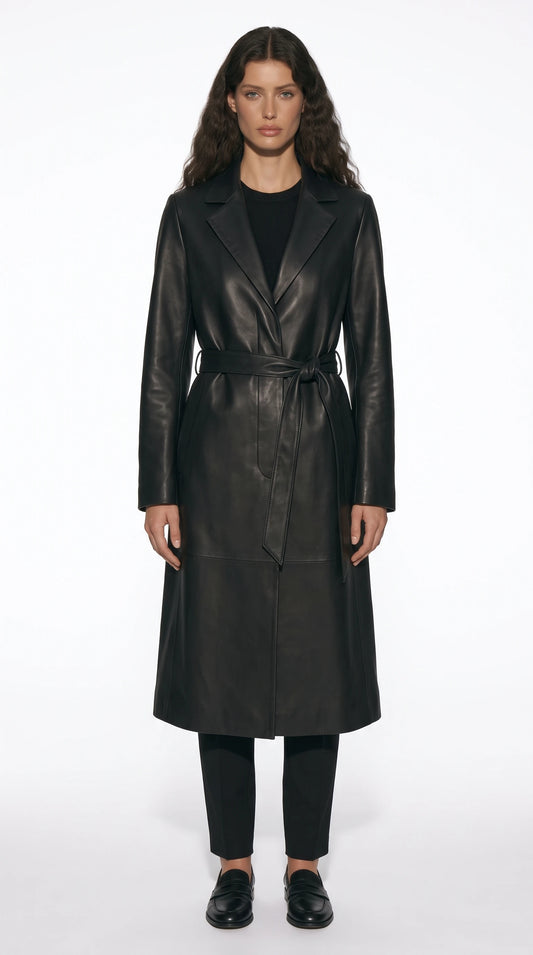 The Noir Hatfield black leather trench coat by Christopher Noir