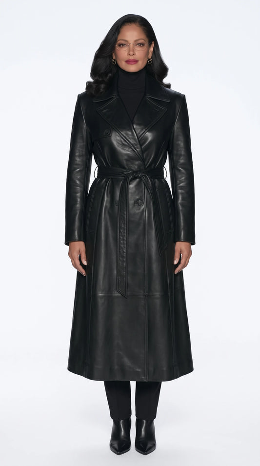 The Noir Stourhead black leather trench coat by Christopher Noir