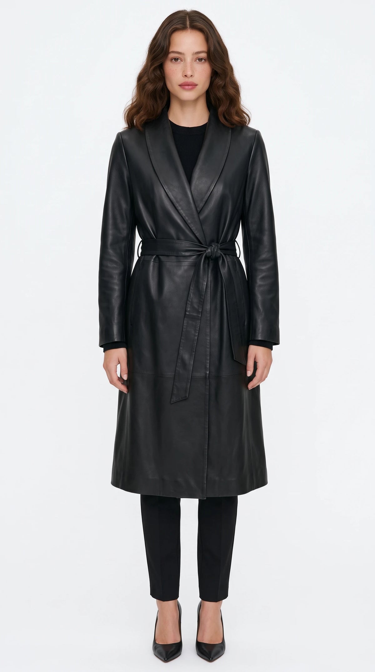 The Noir Knole black leather trench coat by Christopher Noir