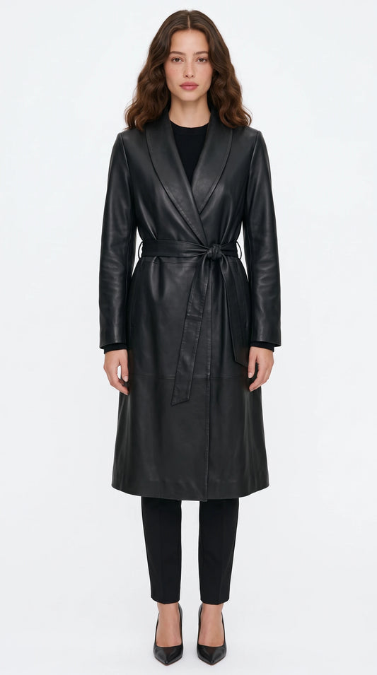 The Noir Knole black leather trench coat by Christopher Noir