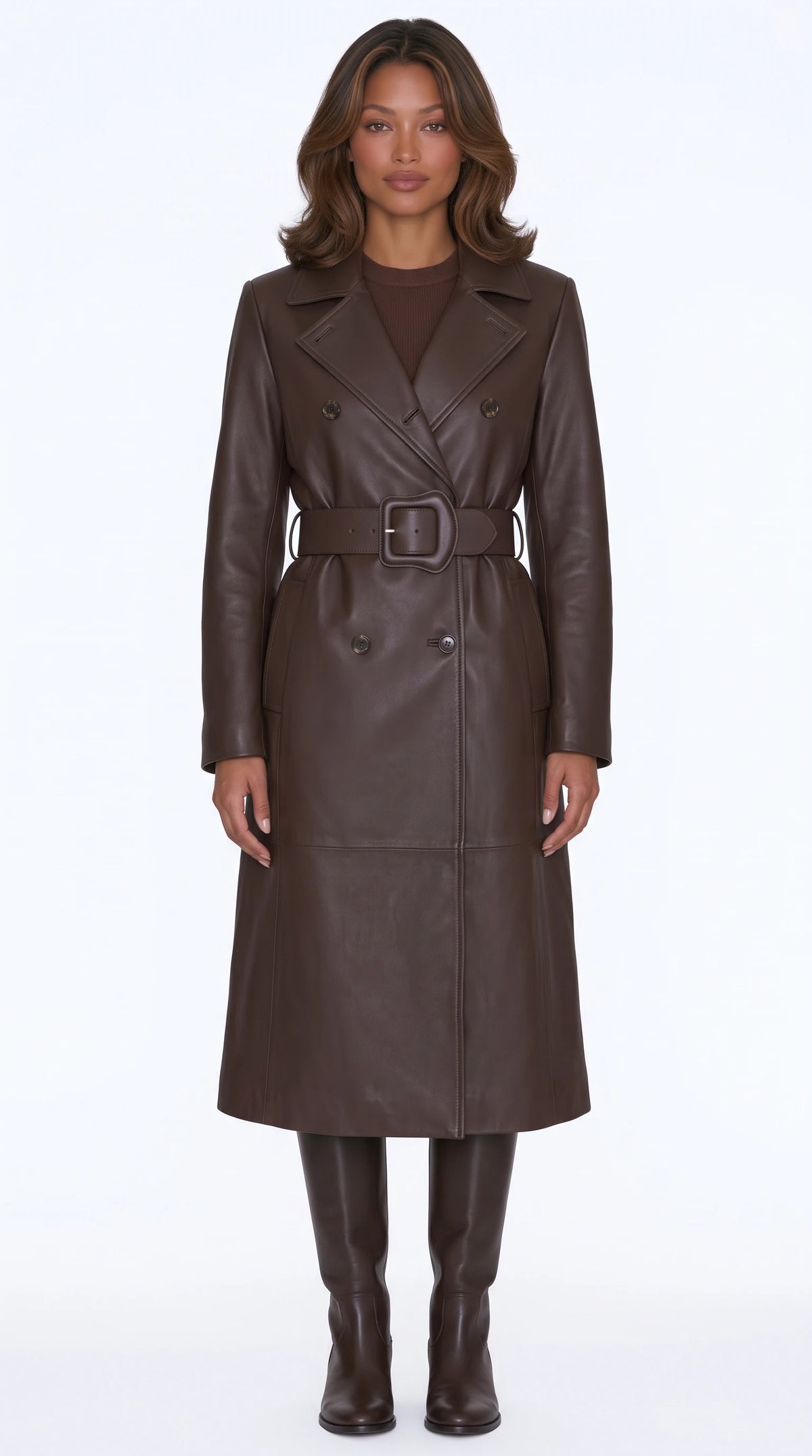 The Noir Waddesdon espresso leather trench coat by Christopher Noir