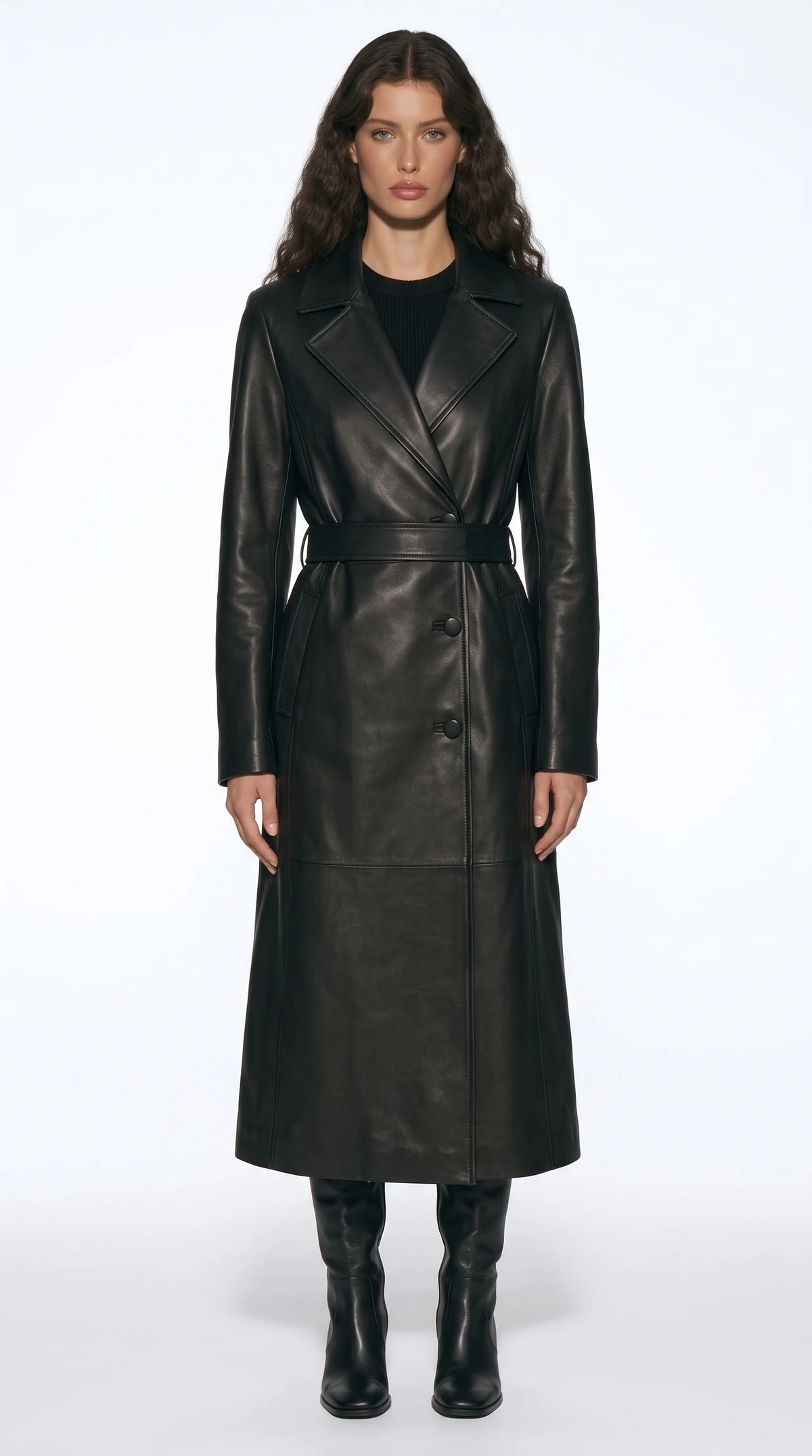 The Noir Hardwick black leather trench coat by Christopher Noir