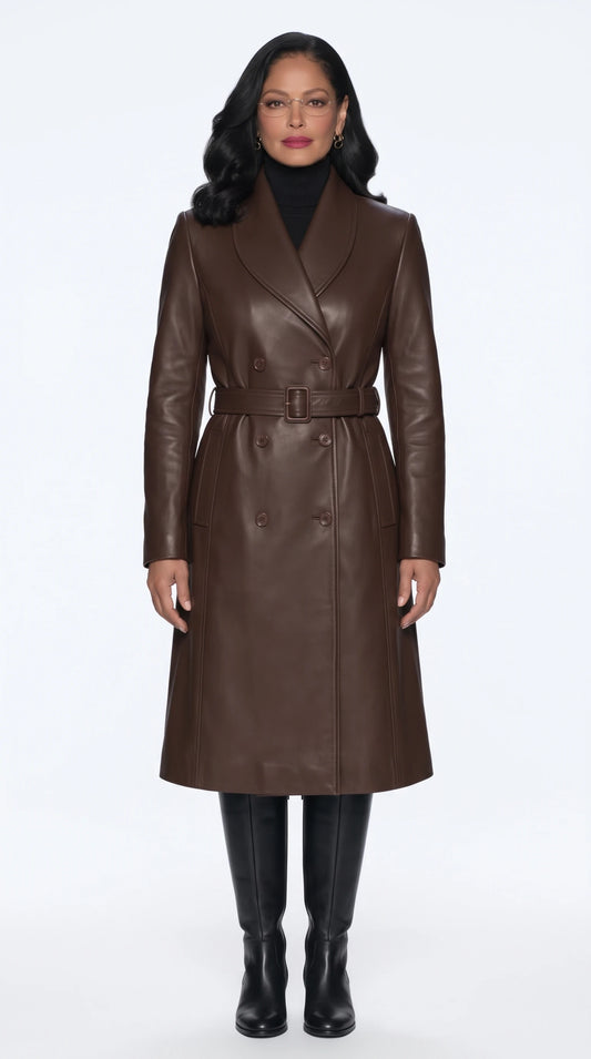 The Noir Howard chocolate leather trench coat by Christopher Noir