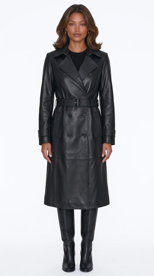 The Noir Osterley black leather trench coat by Christopher Noir
