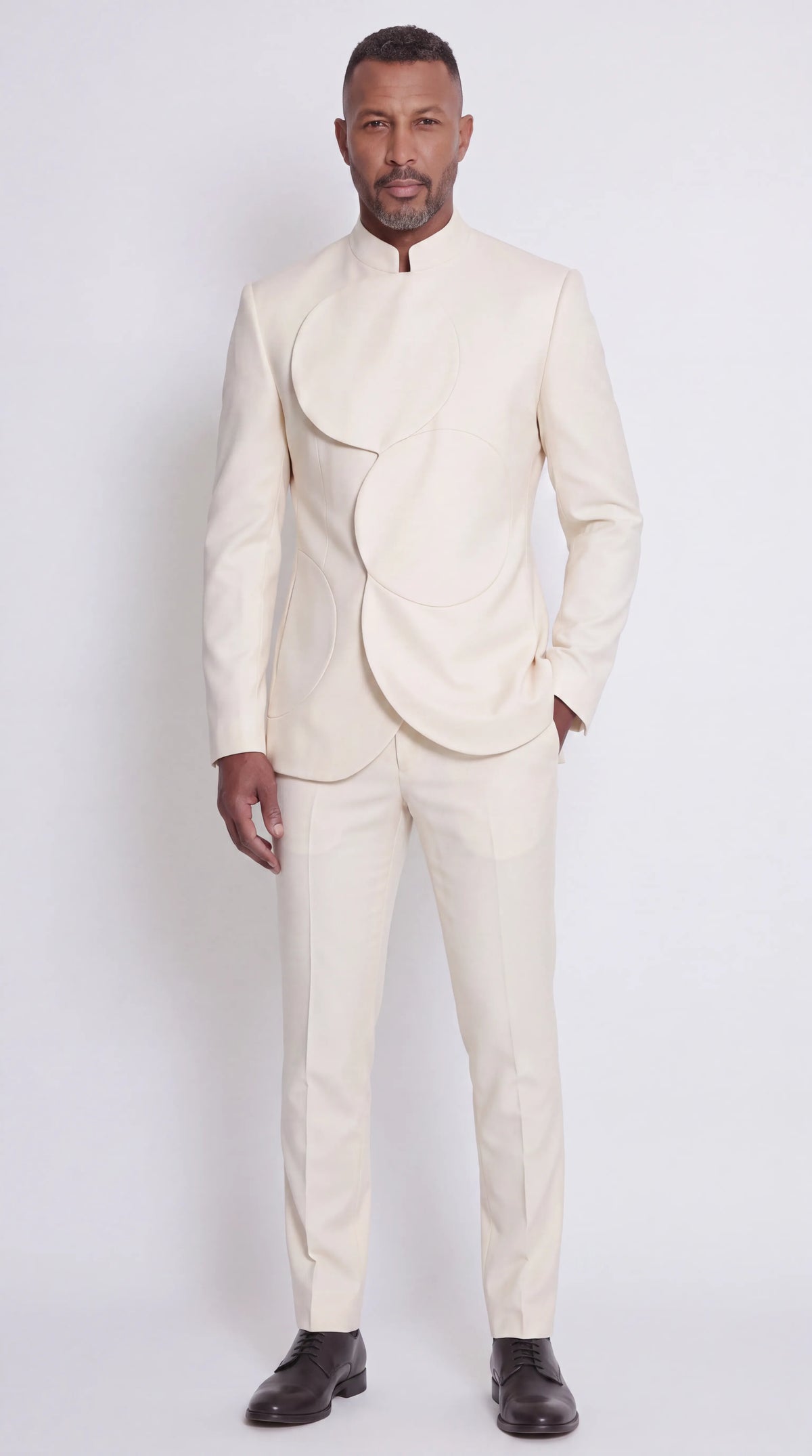 The Noir Arc Suit — Ivory Curved-Panel Suit — view 1