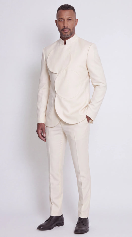 The Noir Arc Suit — Ivory Curved-Panel Suit — view 2