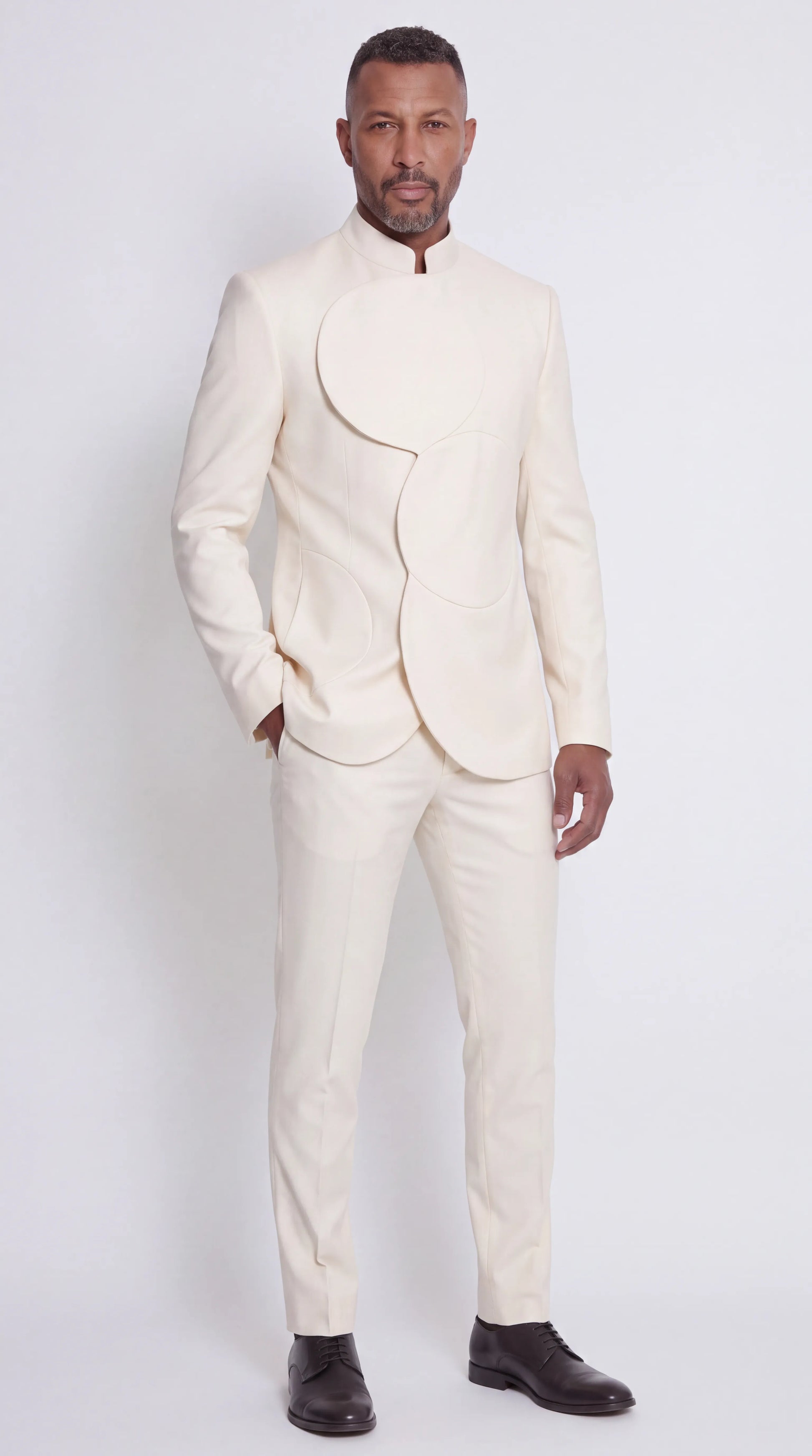 The Noir Arc Suit — Ivory Curved-Panel Suit — view 3