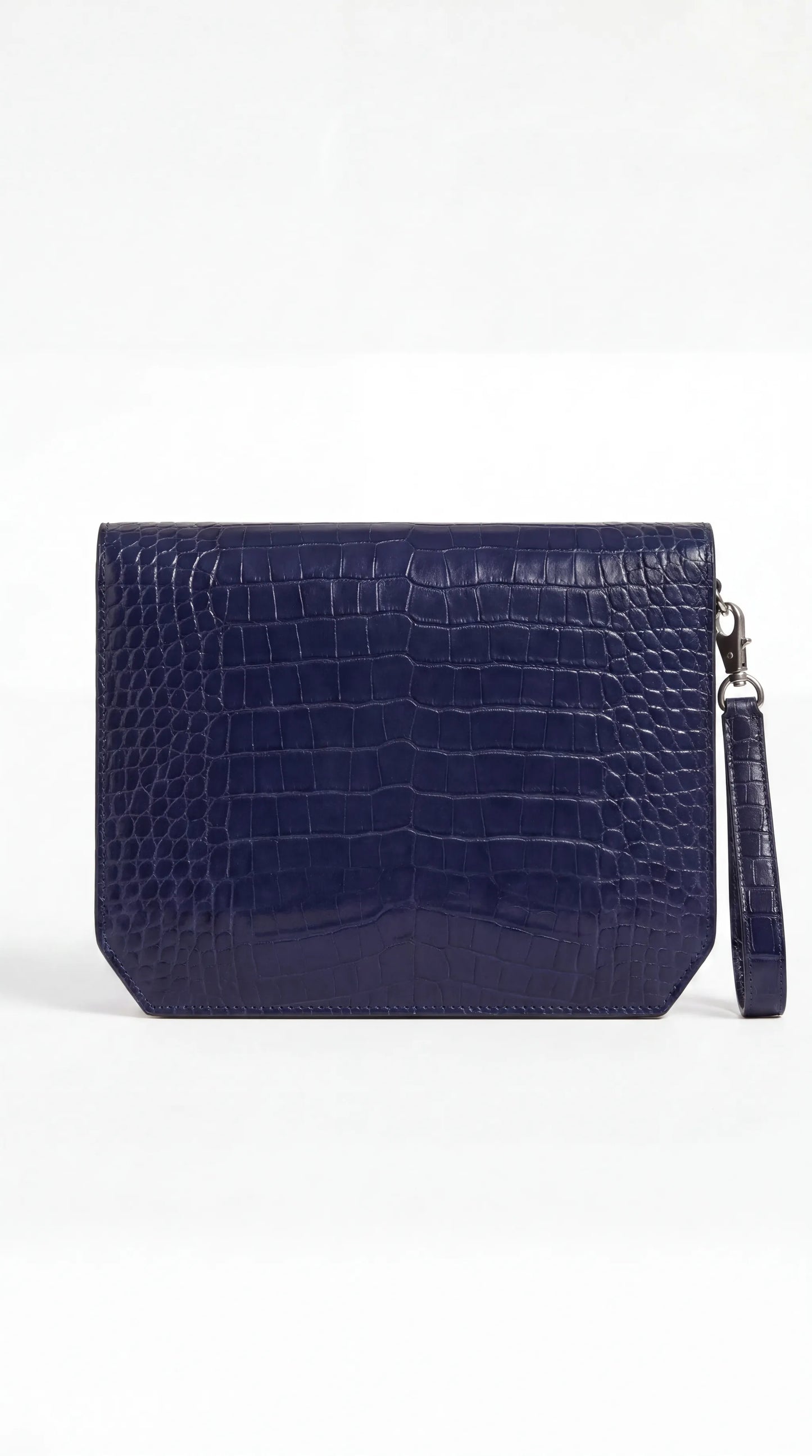 Noir-Croc Men's Clutch Bag - Navy