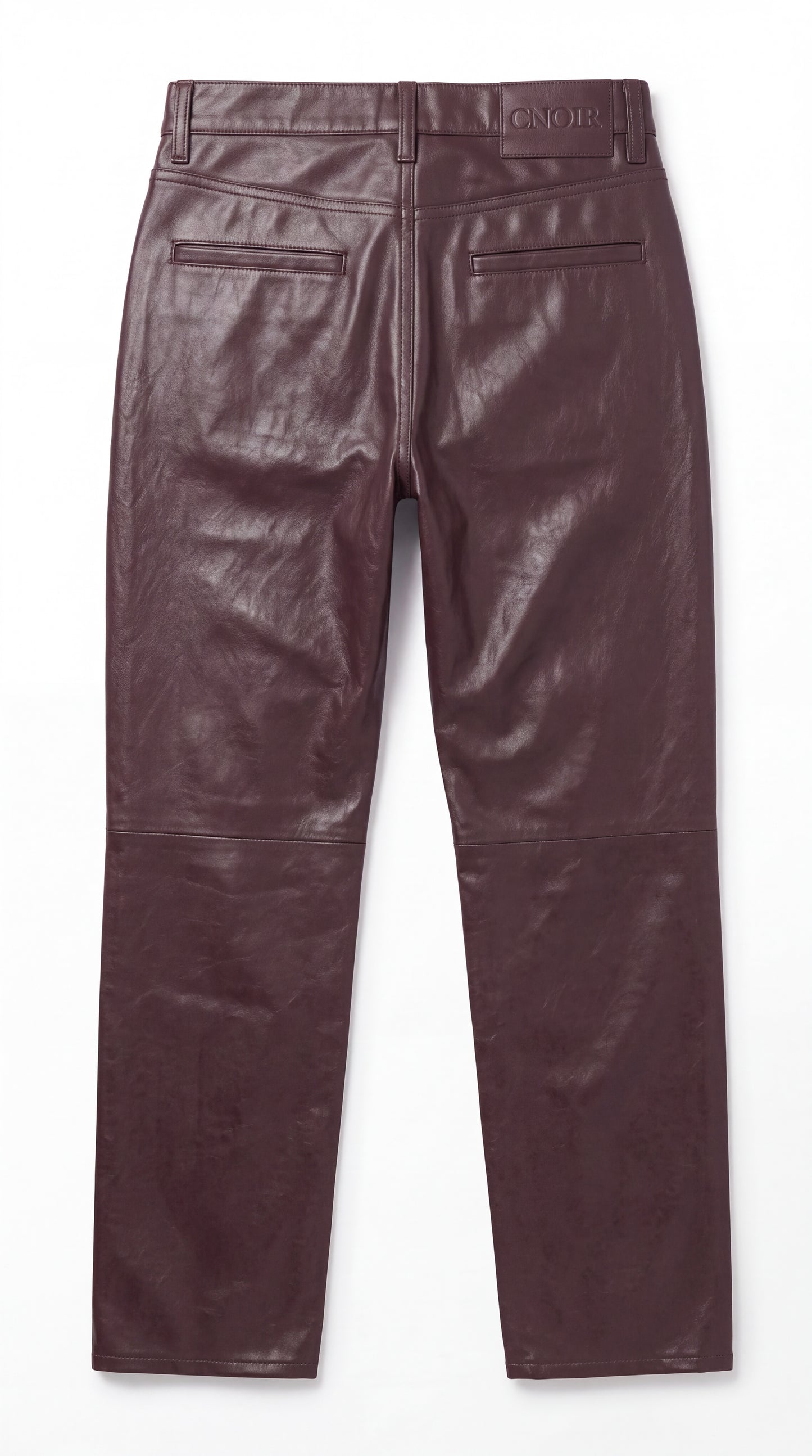 The Noir Femme — Spiral-Embroidered Leather Slim Jeans (Unisex)