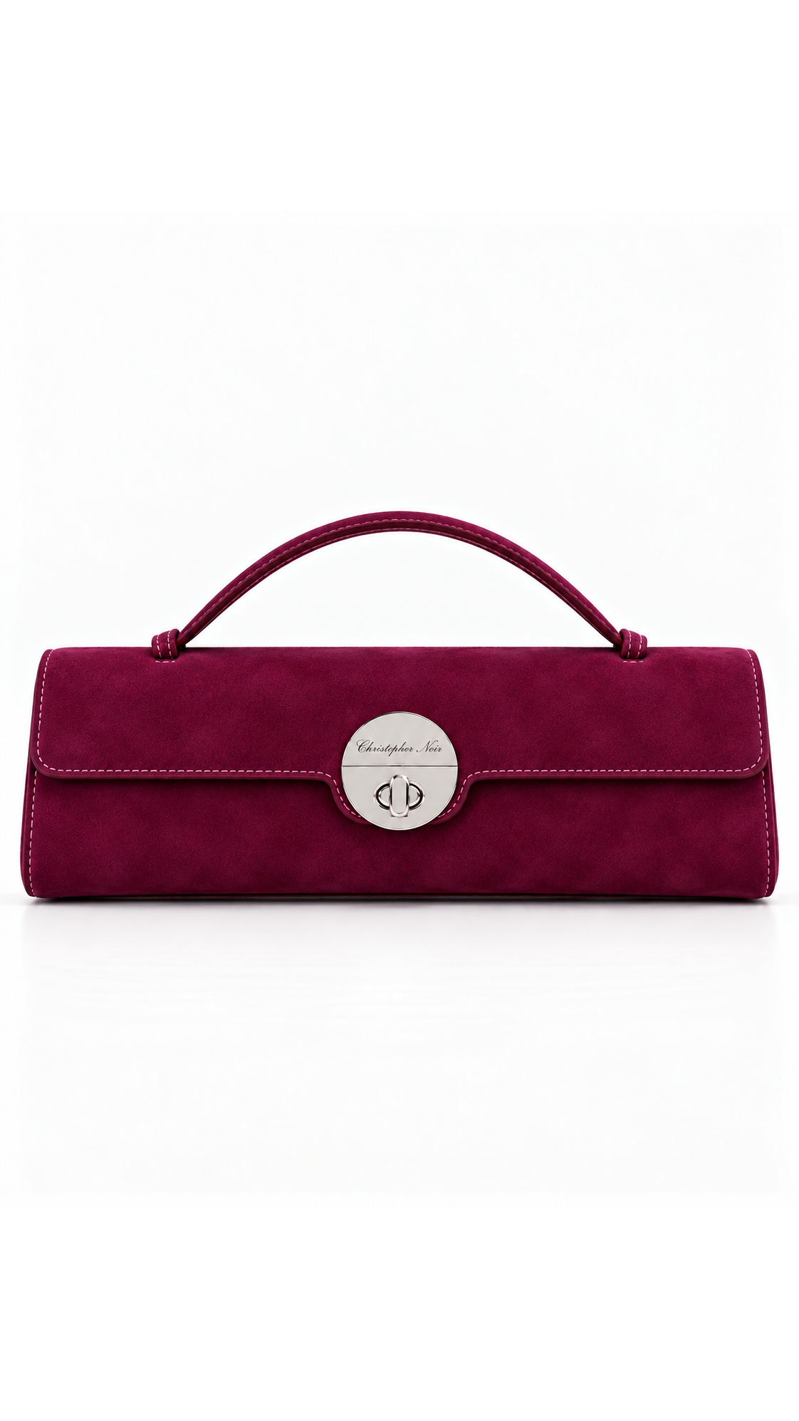 The Noir Fairford — Magenta Suede-Finish Top-Handle Clutch