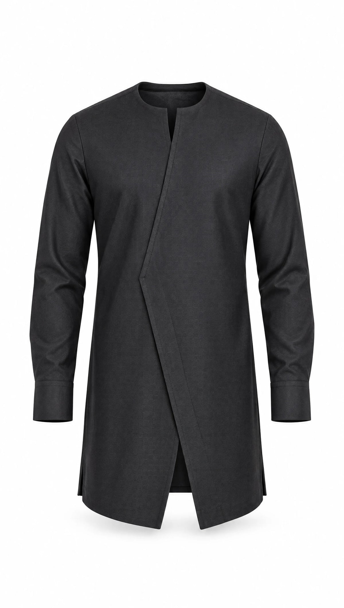 Black Asymmetric Blade Kaftan Set — front view