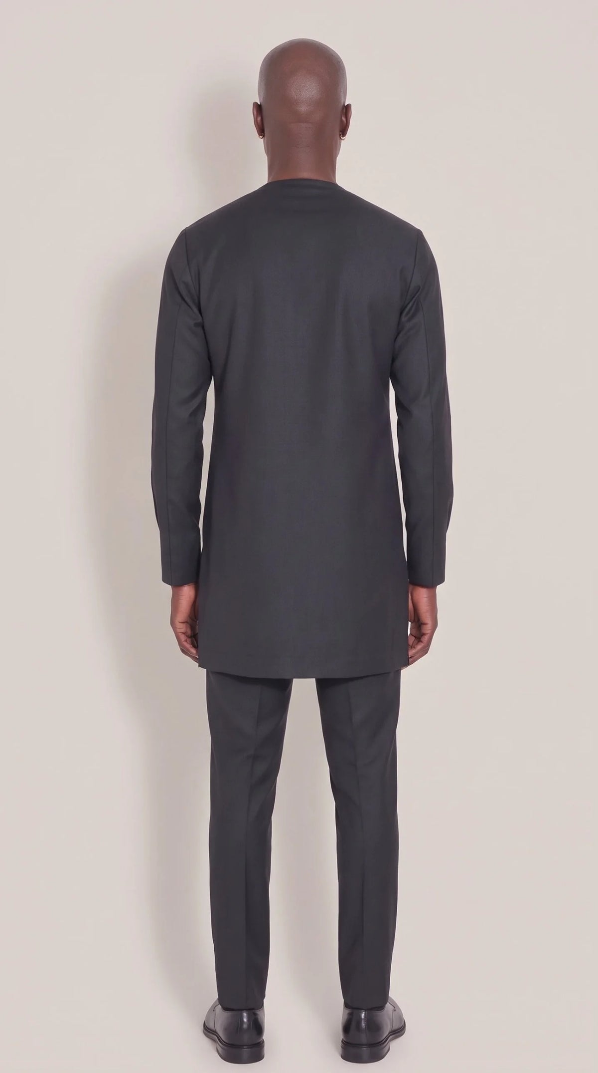 Black Asymmetric Blade Kaftan Set — back view