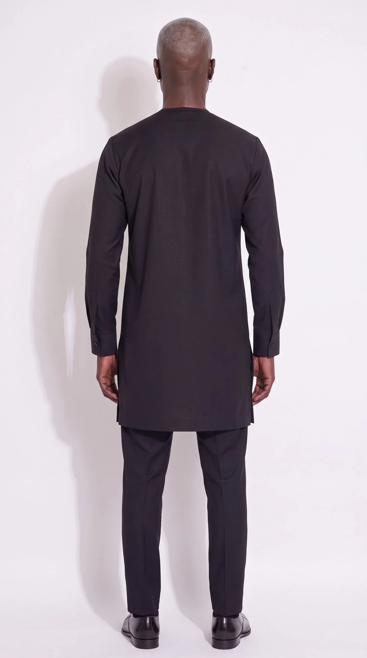 Black Gold Bullion Leaf Kaftan Set — back view, Christopher Noir