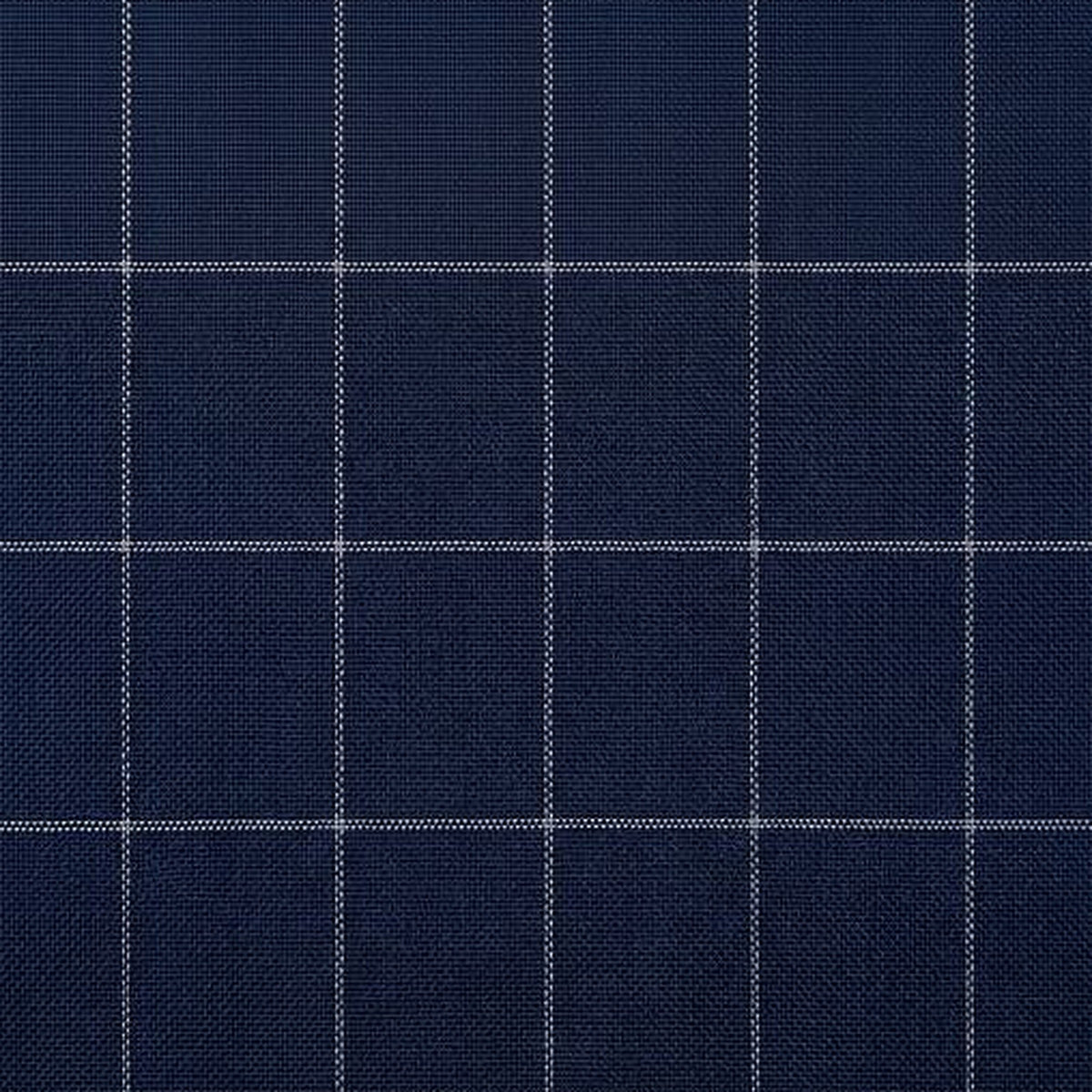 Bellini Super 100s Merino cloth close-up, navy blue windowpane check CN-BEL-08, The Noir Serpentine Suit