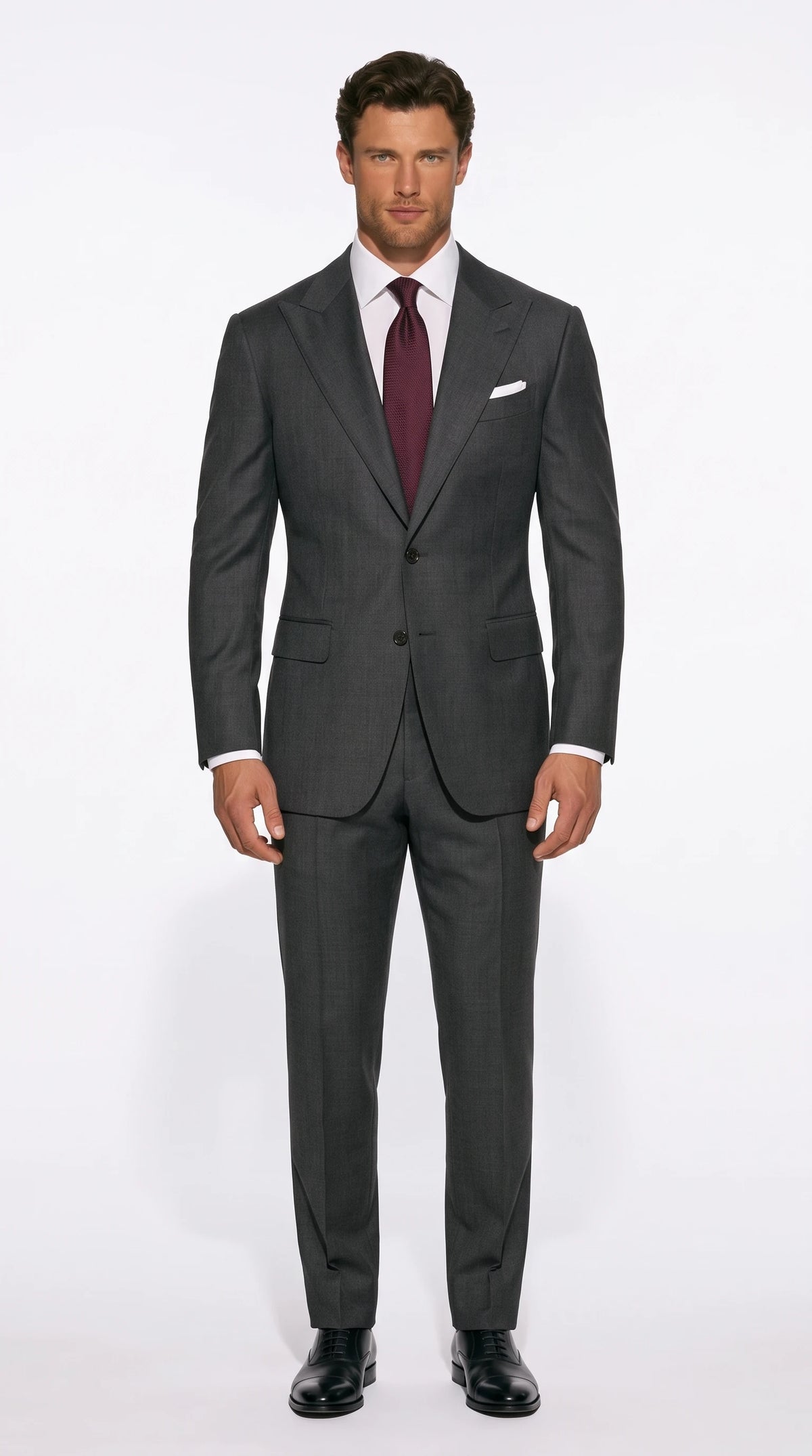 Christopher Noir classic single-breasted peak-lapel suit in charcoal grey
