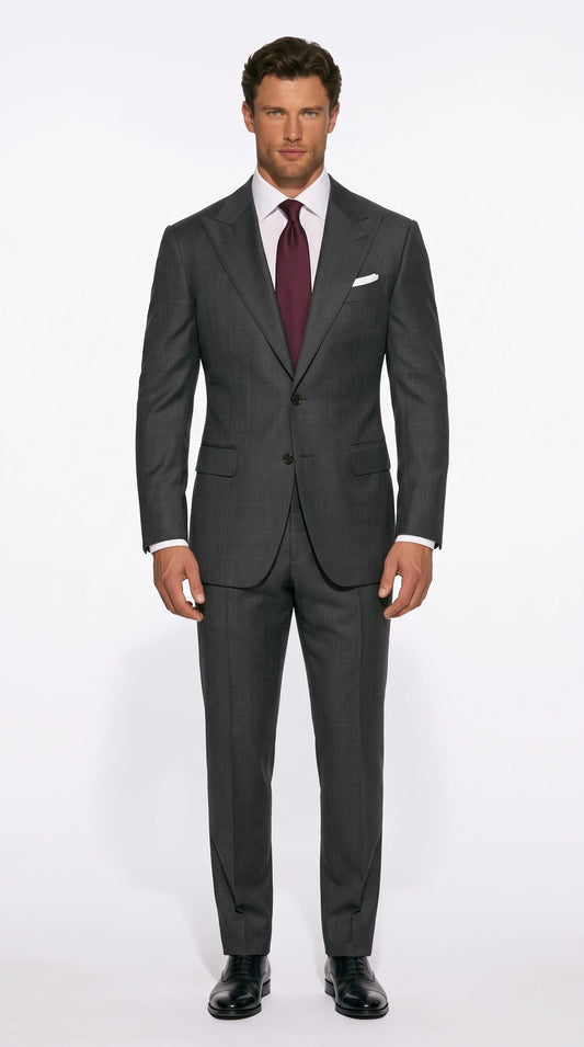 Christopher Noir classic single-breasted peak-lapel suit in charcoal grey
