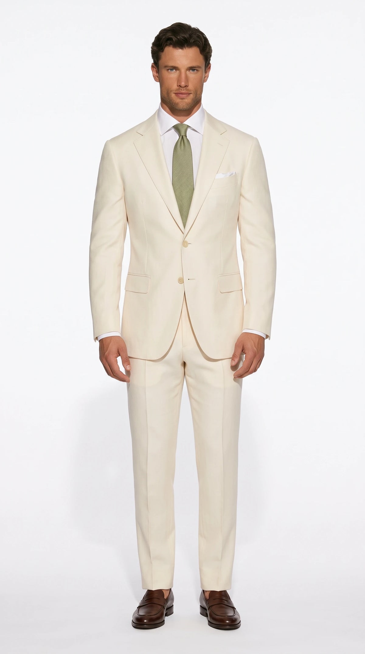 Christopher Noir classic summer suit in cream with notch lapels