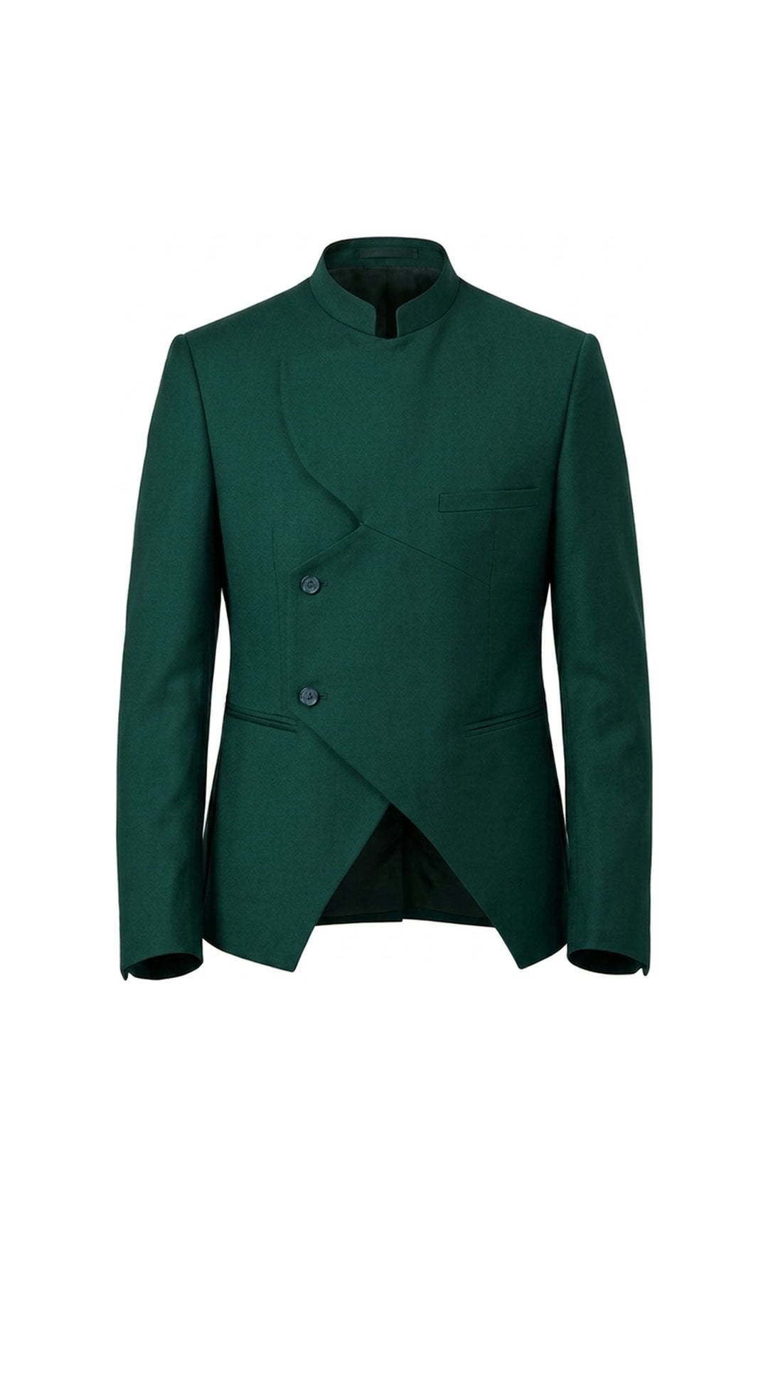 The Noir Asymmetra II Suit jacket flatlay, green