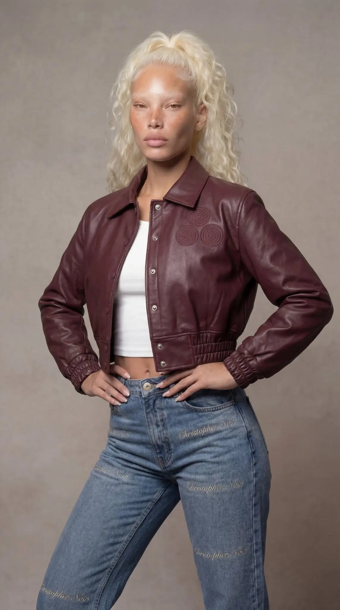 CNOIR Leather Bomber Jacket (Cropped) - CNOIR