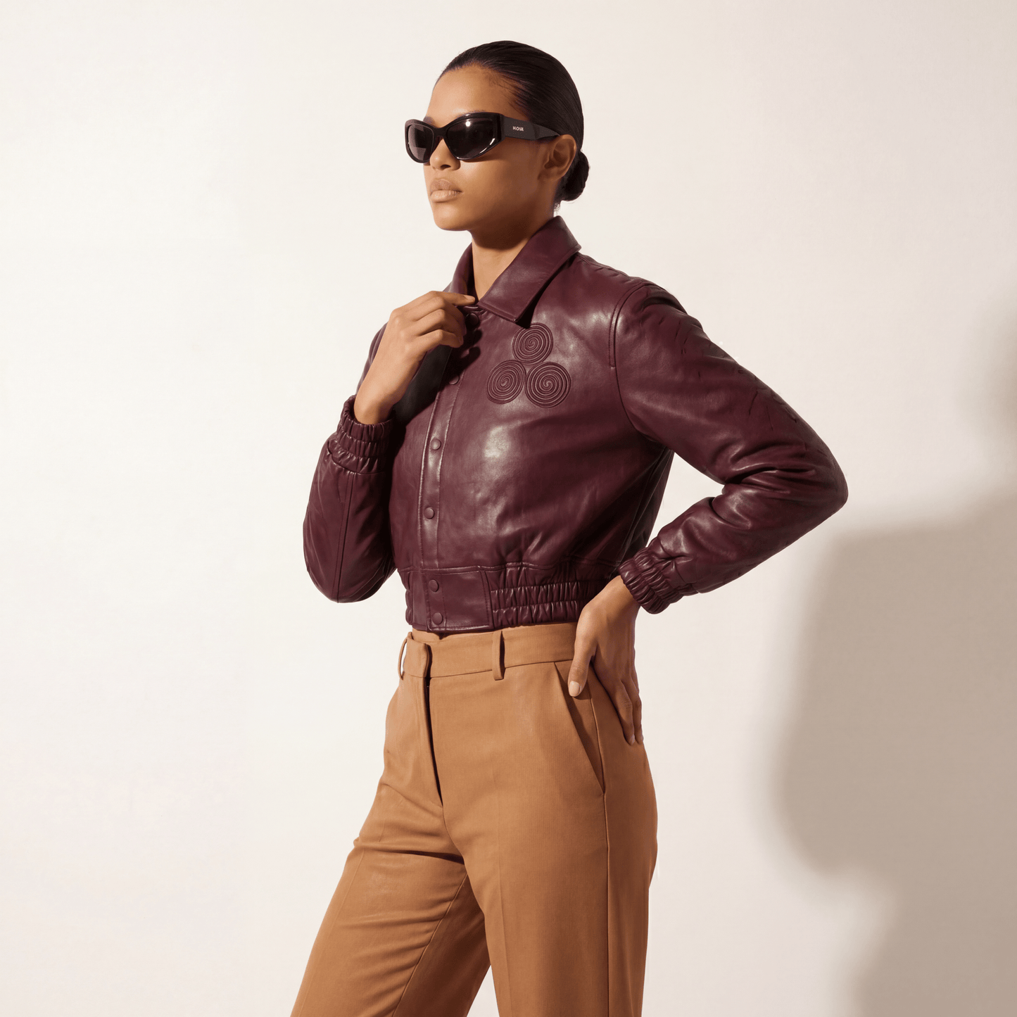 CNOIR Leather Bomber Jacket (Cropped) - CNOIR